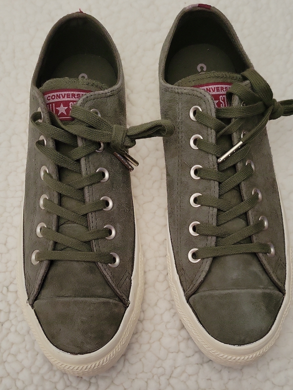 Converse Olive Green Suede Low Top Sneakers